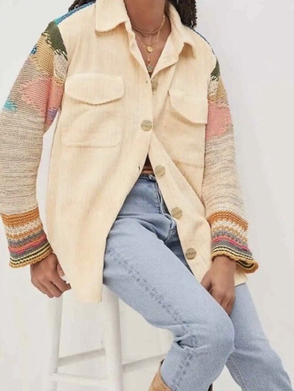 Pilcro Anthropologie Easy Going Cream Corduroy Jacket 100% cotton Small - Picture 3 of 12